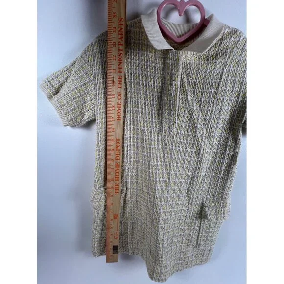 Zara Yellow and Beige Tweed Dress - Picture 6 of 16